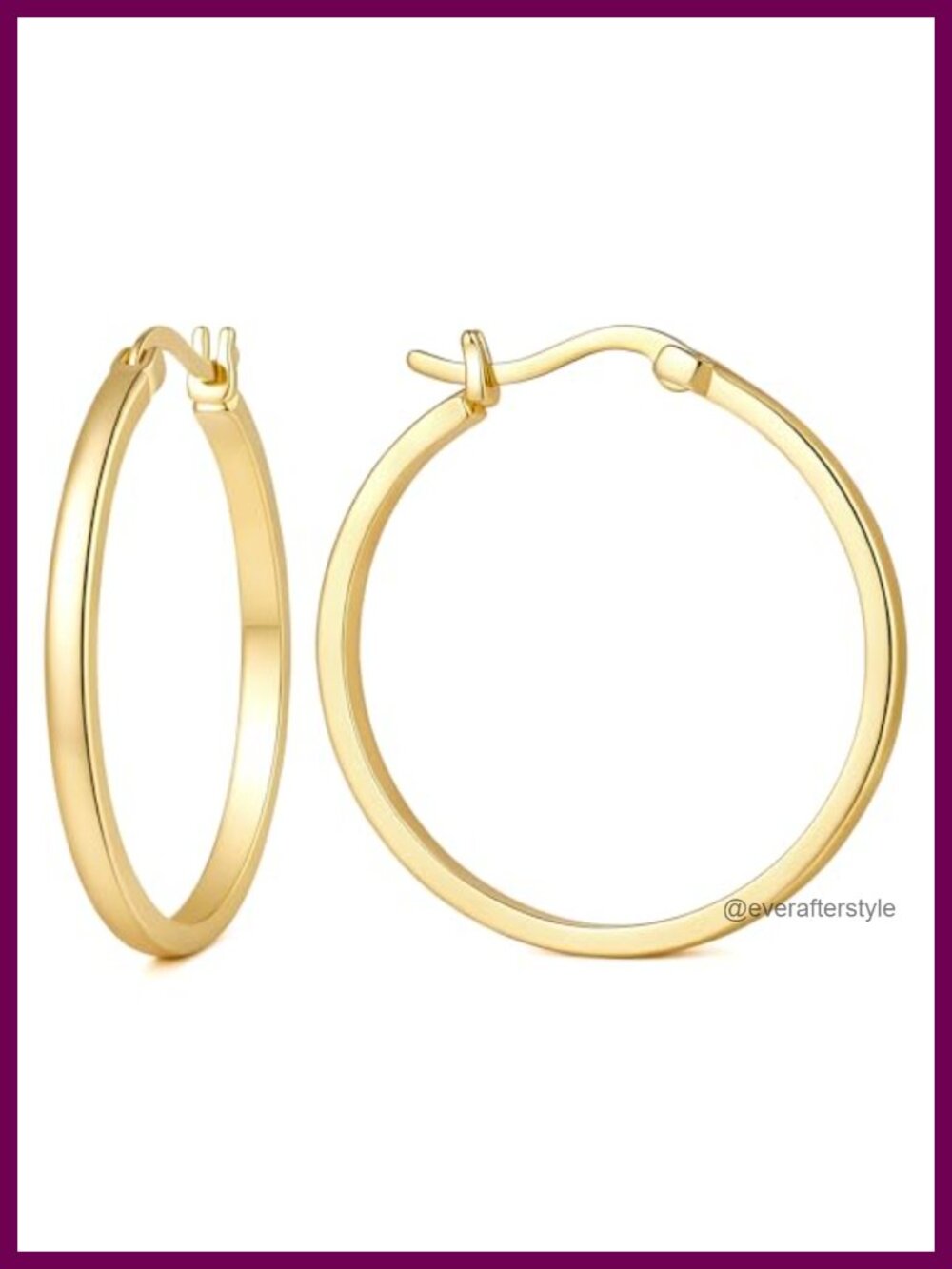 14K Gold Plated Hoop Earrings Latch Back Women's Jewelry